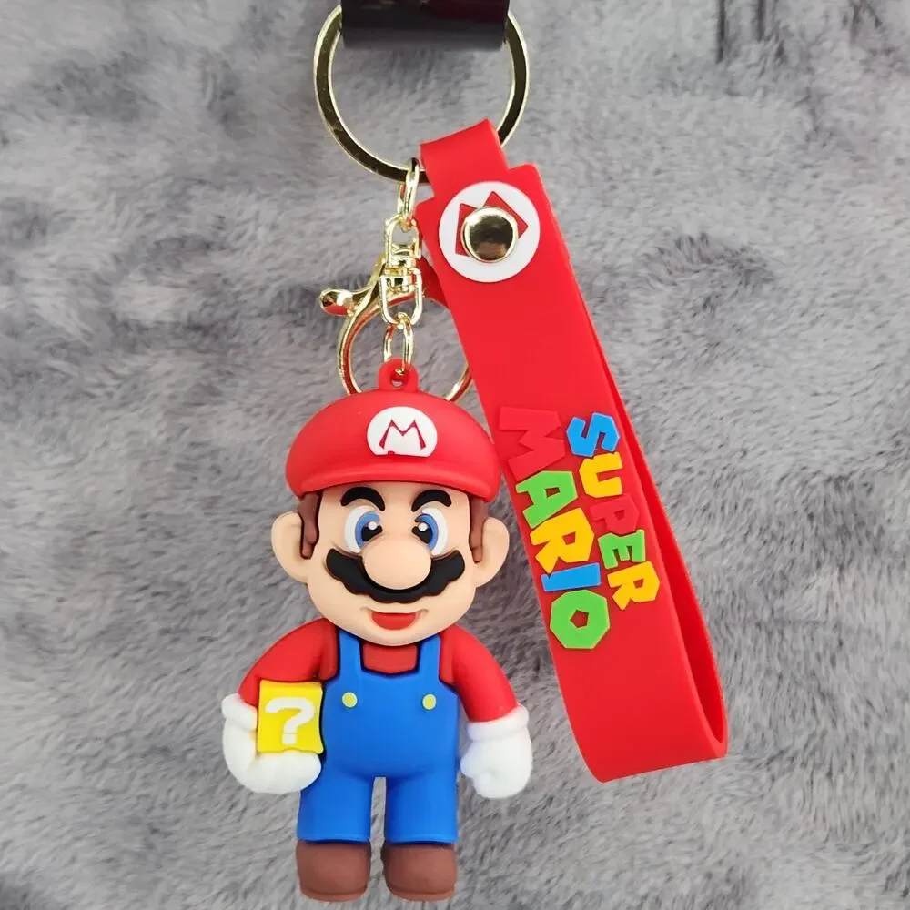 *NEW* Mario! Super Mario 3D Figure Keychain & Strap Red figure with a ? Block